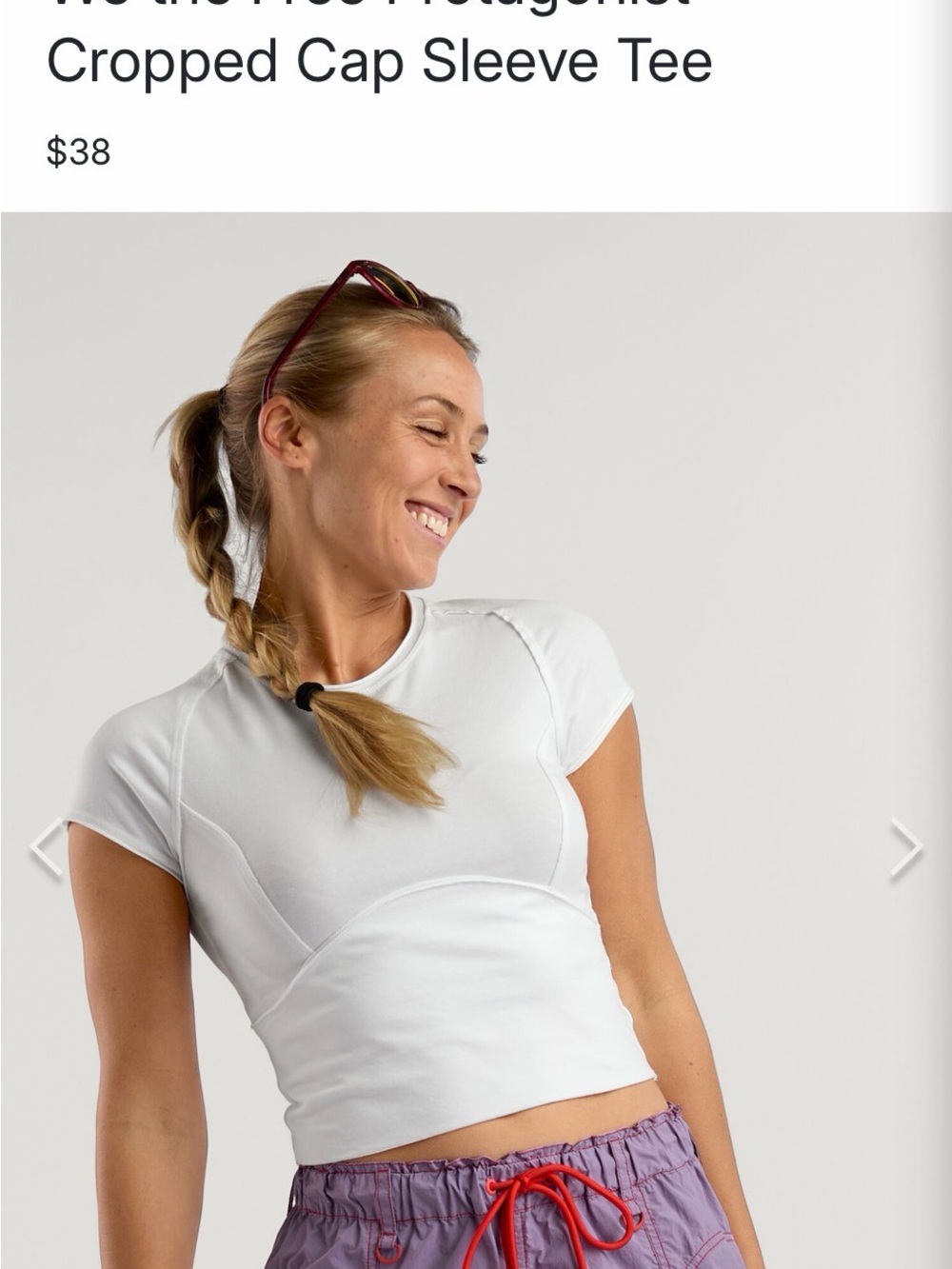 We The Free Protagonist Cropped Cap Sleeve Tee - White- Never worn Size Small